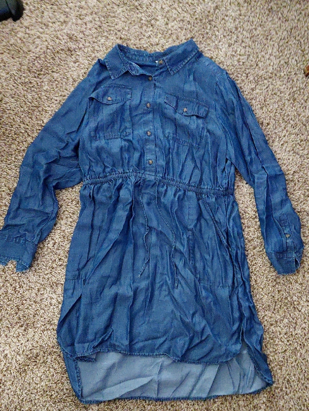 Time and Tru Girls Indigo Blue Shirt Dress with Drawstring